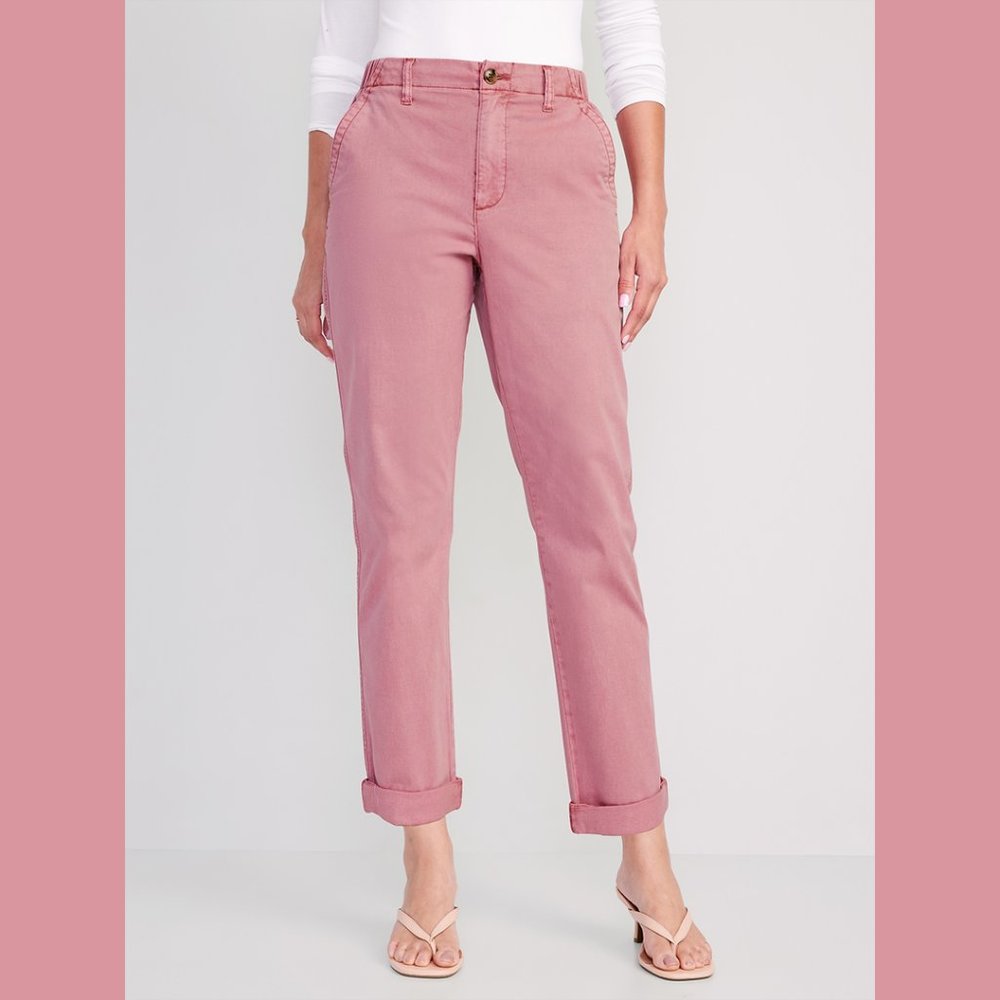 (NWT) Old Navy - rose pink high waisted chino pants (large)